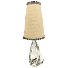 Iconic Midcentury Clear Crystal Glass Table Lamp in Style of a Mountain Rock