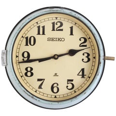 Seiko Ship's Clock in Green Metal Case, 1970s