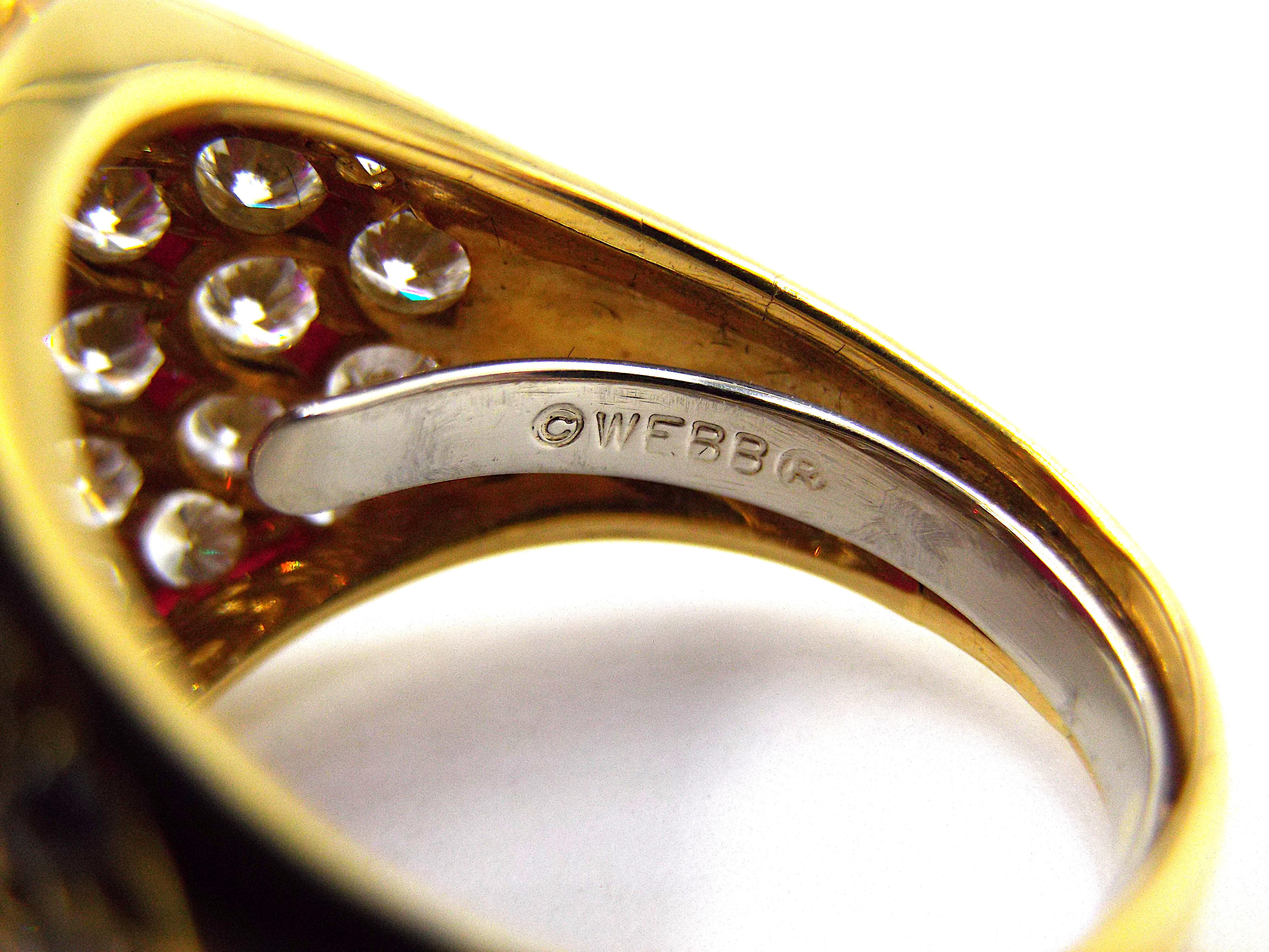 David Webb Ruby Diamond 18K Yellow Gold Ring For Sale at 1stDibs
