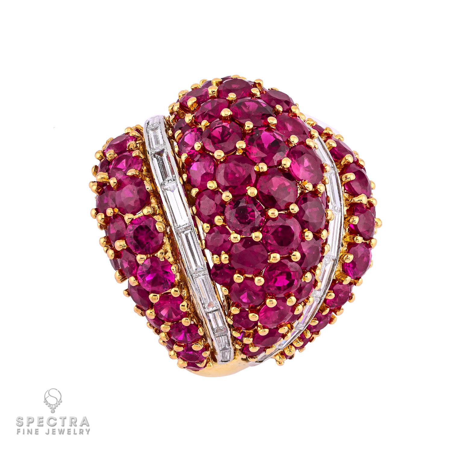 Contemporary David Webb Ruby Diamond Cocktail Ring