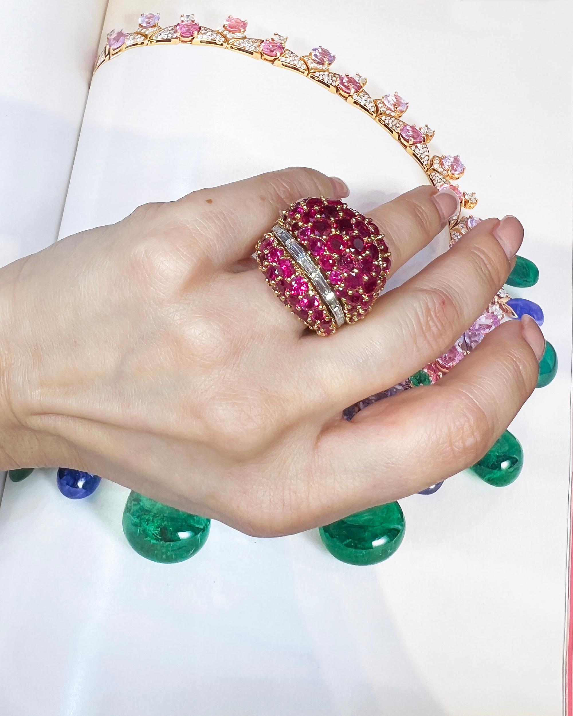 David Webb Ruby Diamond Cocktail Ring In Excellent Condition In New York, NY