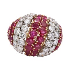 David Webb Ruby Diamond Yellow Gold Bombe Ring