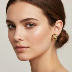 David Webb Ruby & Enamel Leopard Cufflinks in 18K Yellow Gold 17.7 Grams