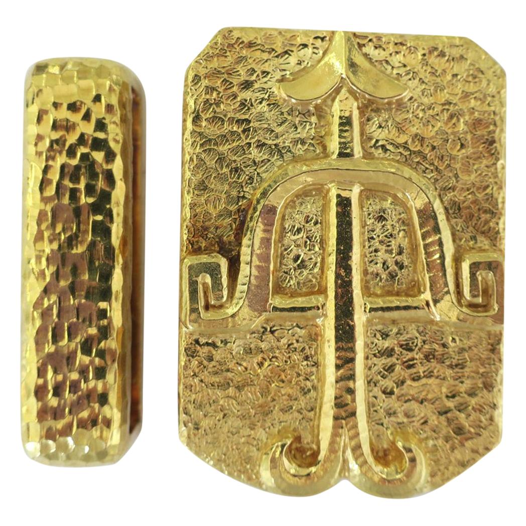 David Webb Sagittarius Zodiac Gold Belt Buckle, 1970s