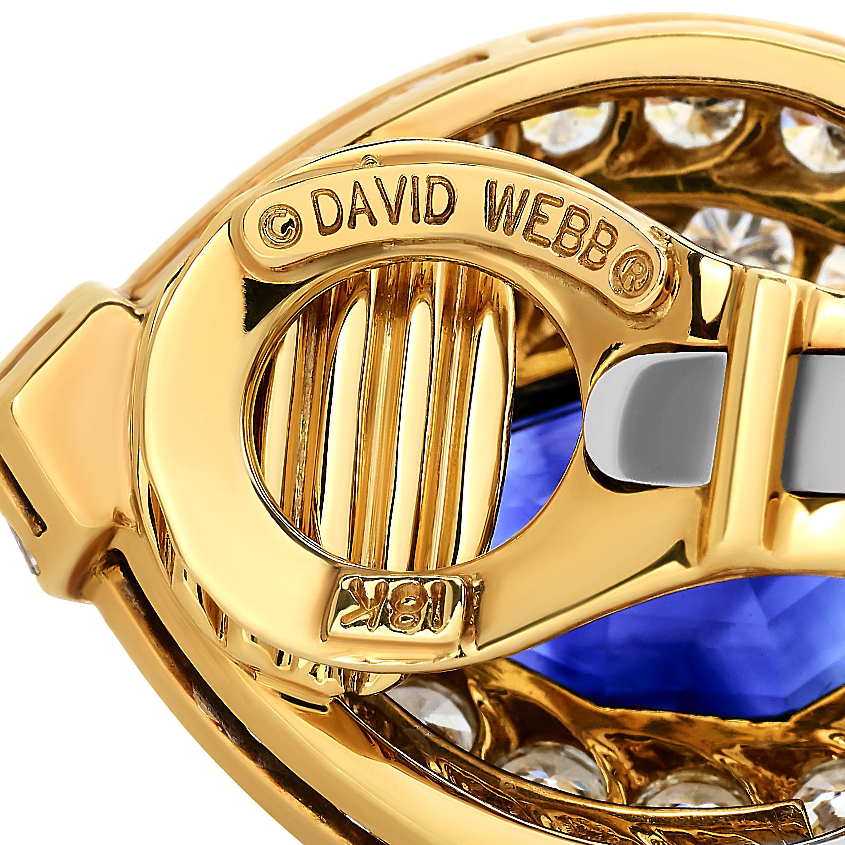 David Webb Orecchini con zaffiro e diamanti in oro 18 carati In condizioni buone in vendita a Philadelphia, PA
