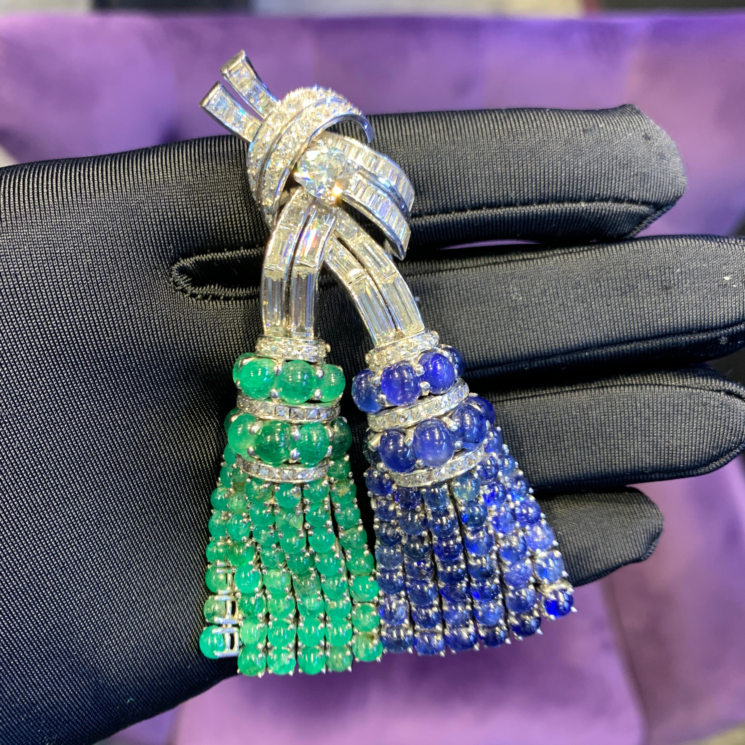 David Webb Sapphire & Emerald Bracelet & Brooch Set 9