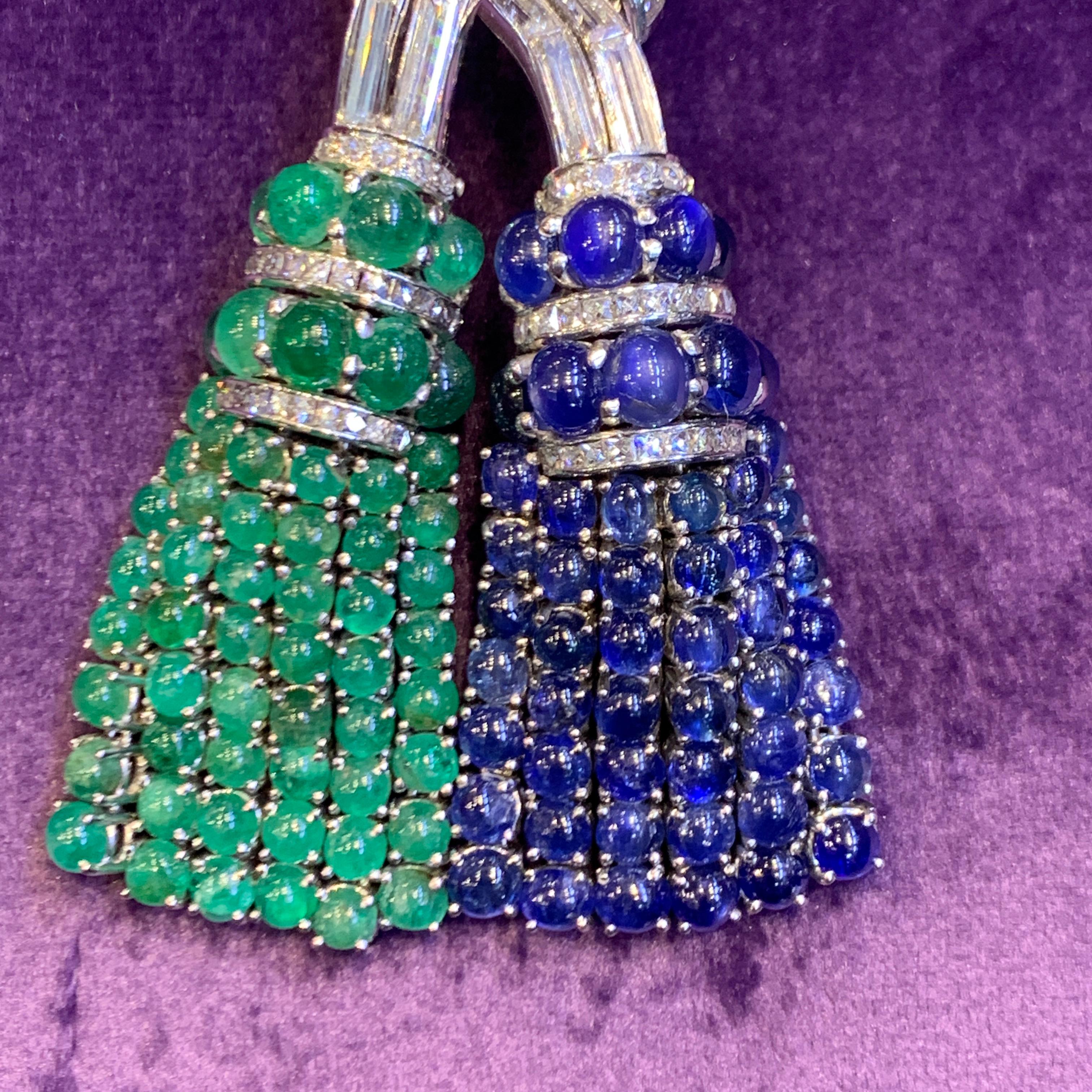 David Webb Sapphire & Emerald Bracelet & Brooch Set 11