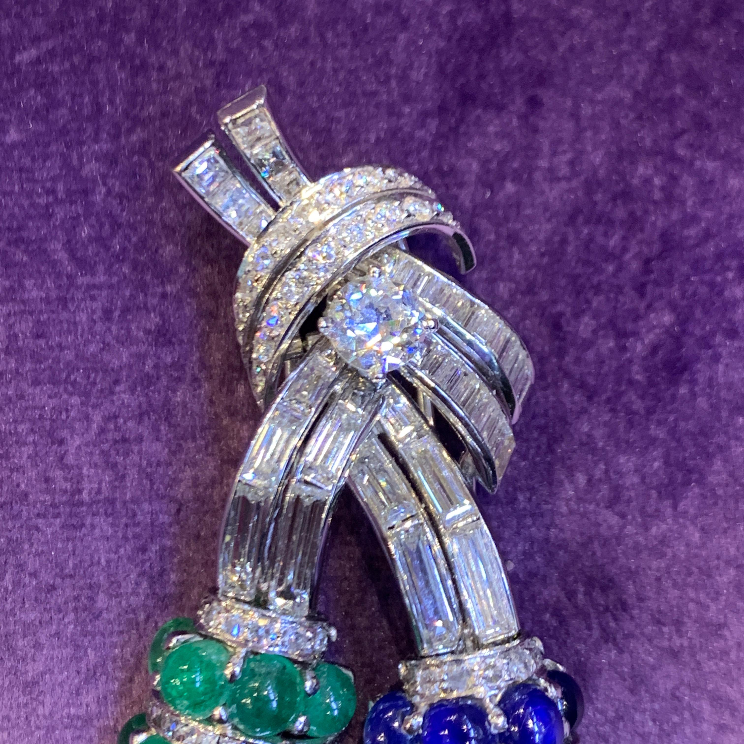 David Webb Sapphire & Emerald Bracelet & Brooch Set 12