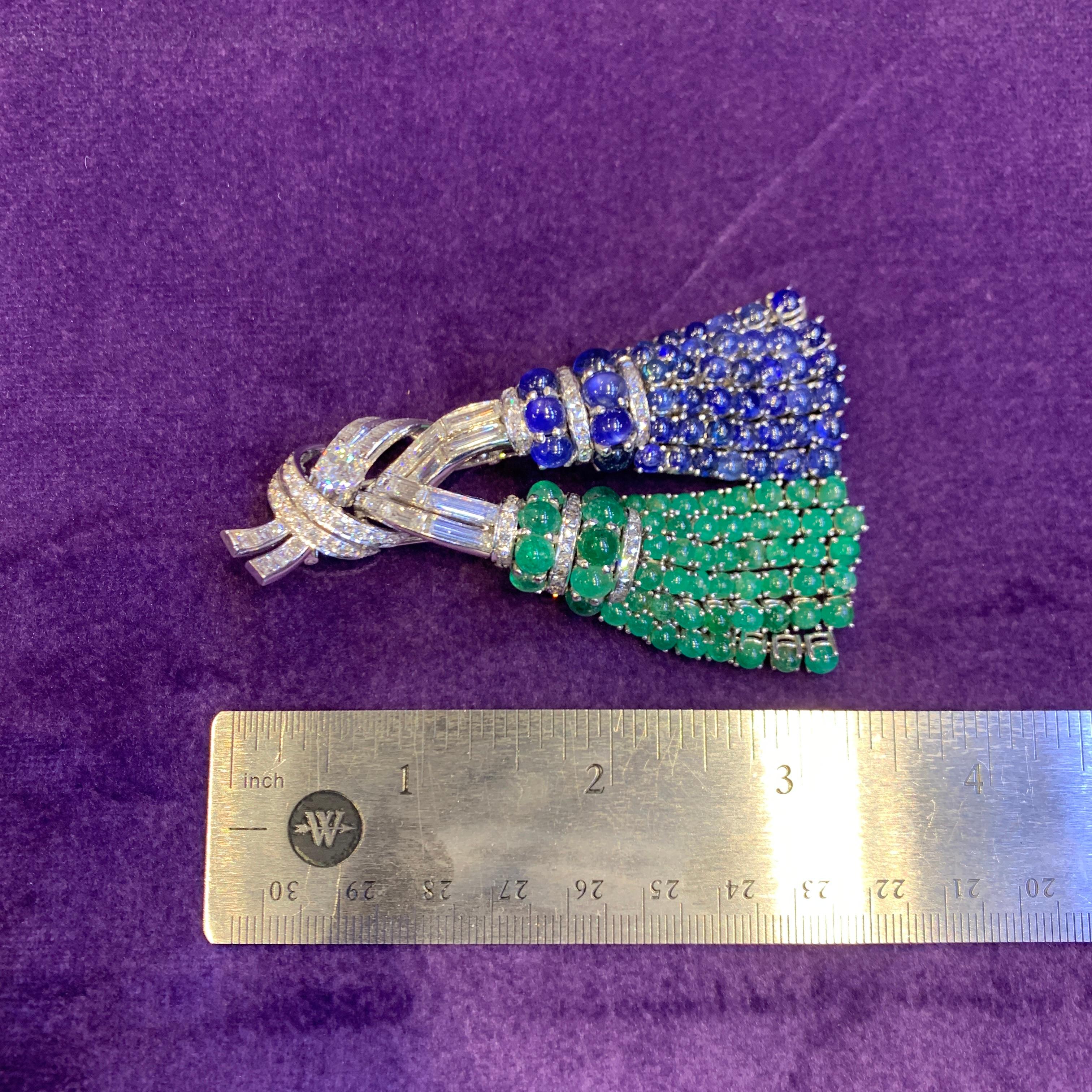 David Webb Sapphire & Emerald Bracelet & Brooch Set 13