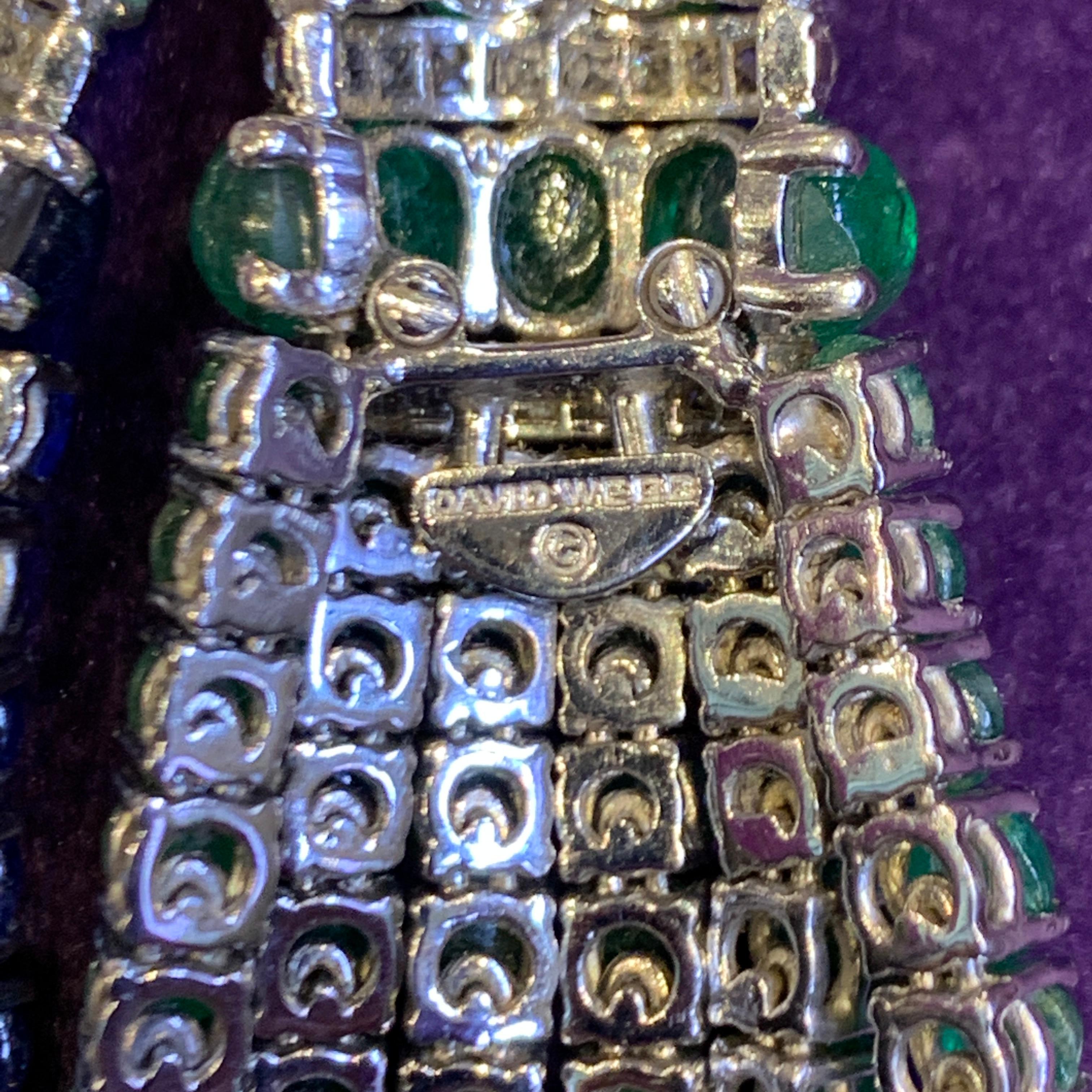 David Webb Sapphire & Emerald Bracelet & Brooch Set 15