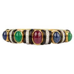 David Webb Sapphire Emerald Ruby Bracelet