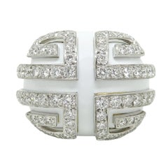 Anello David Webb con pergamena con 3,90 CTW di diamanti in platino 18K YG e smalto