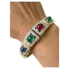David Webb Sculptural Gemstone and Diamond Bangle Bracelet en or 18K