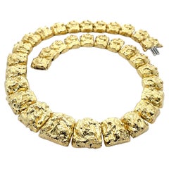 Collar David Webb de oro amarillo macizo de 18 quilates estilo pepita con panel graduado de 16 pulgadas