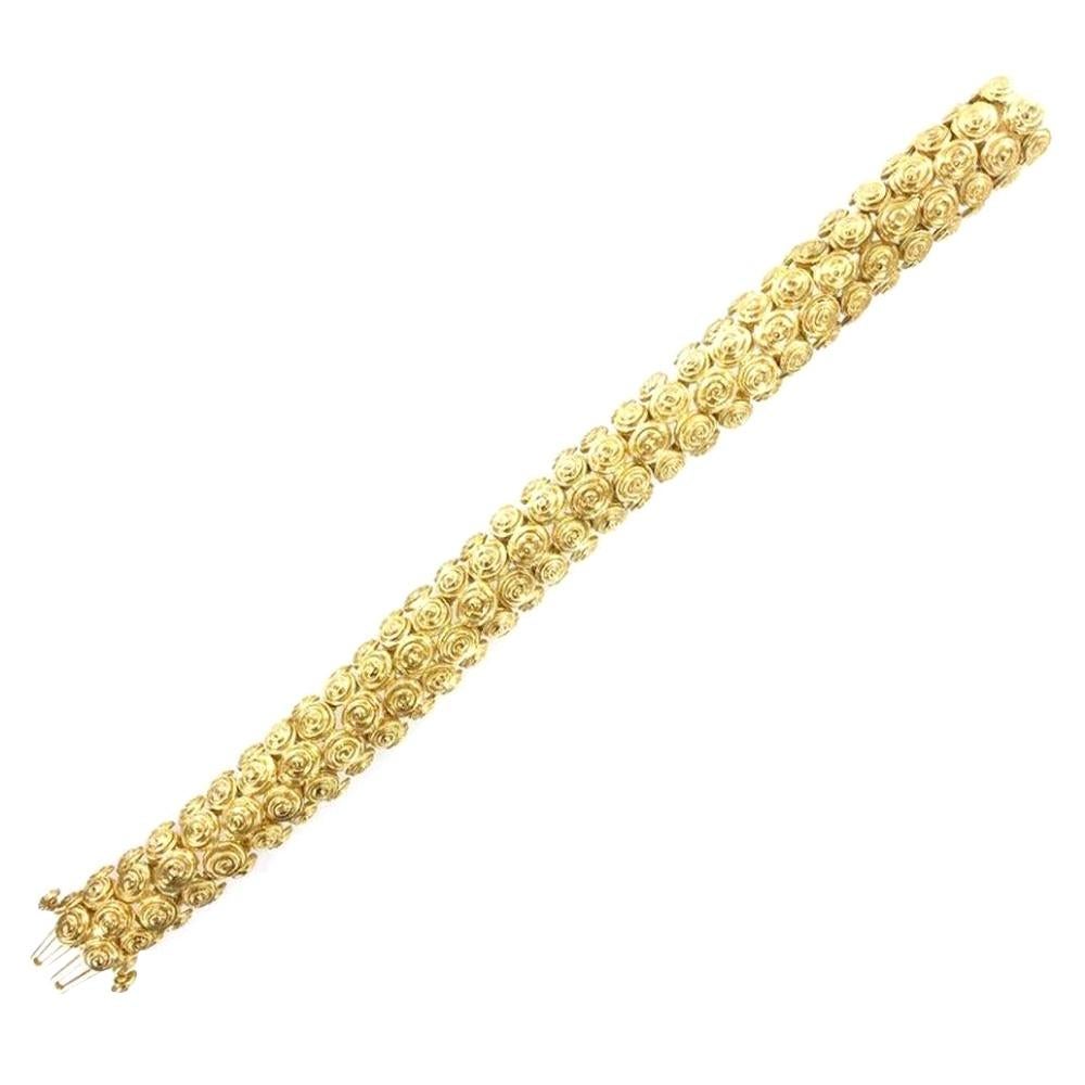 David Webb Spiral 18 Karat Yellow Gold Swirl Textured Bracelet