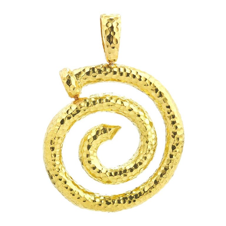David b Spiral Nail PendantHammered 18 Karat Gold at 1stDibs