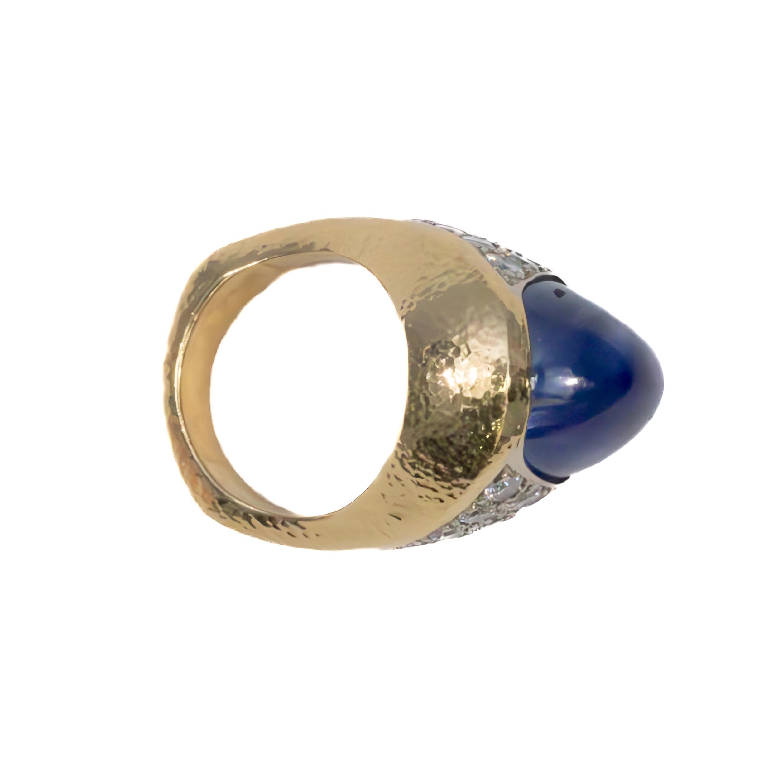 Brilliant Cut David Webb Star Natural Star Sapphire & Diamond Ring For Sale