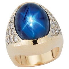 David Webb Anillo Estrella Zafiro Natural y Diamante