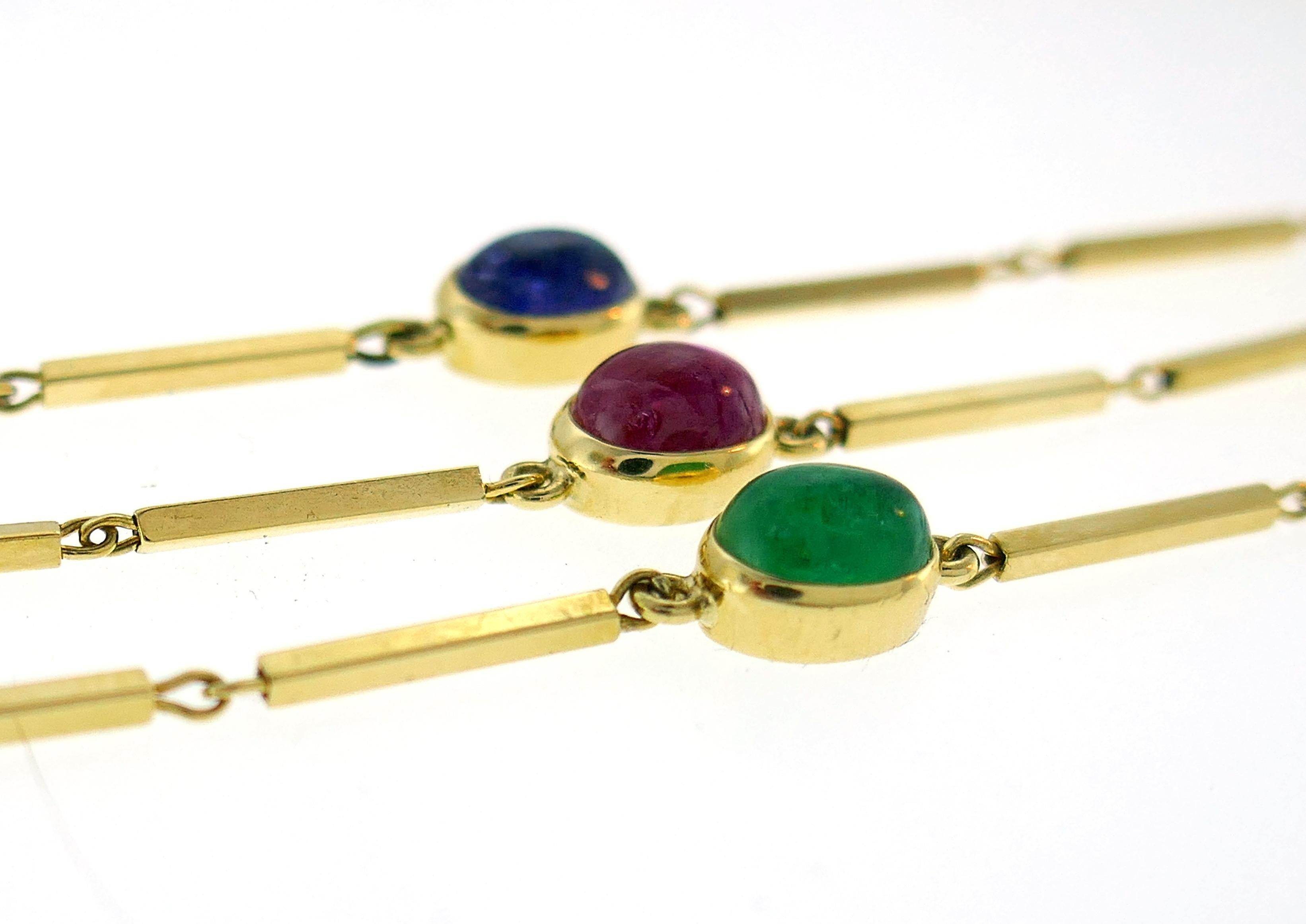 David Webb Station Necklace Cabochon 18k Gold Vintage Estate Jewelry 1