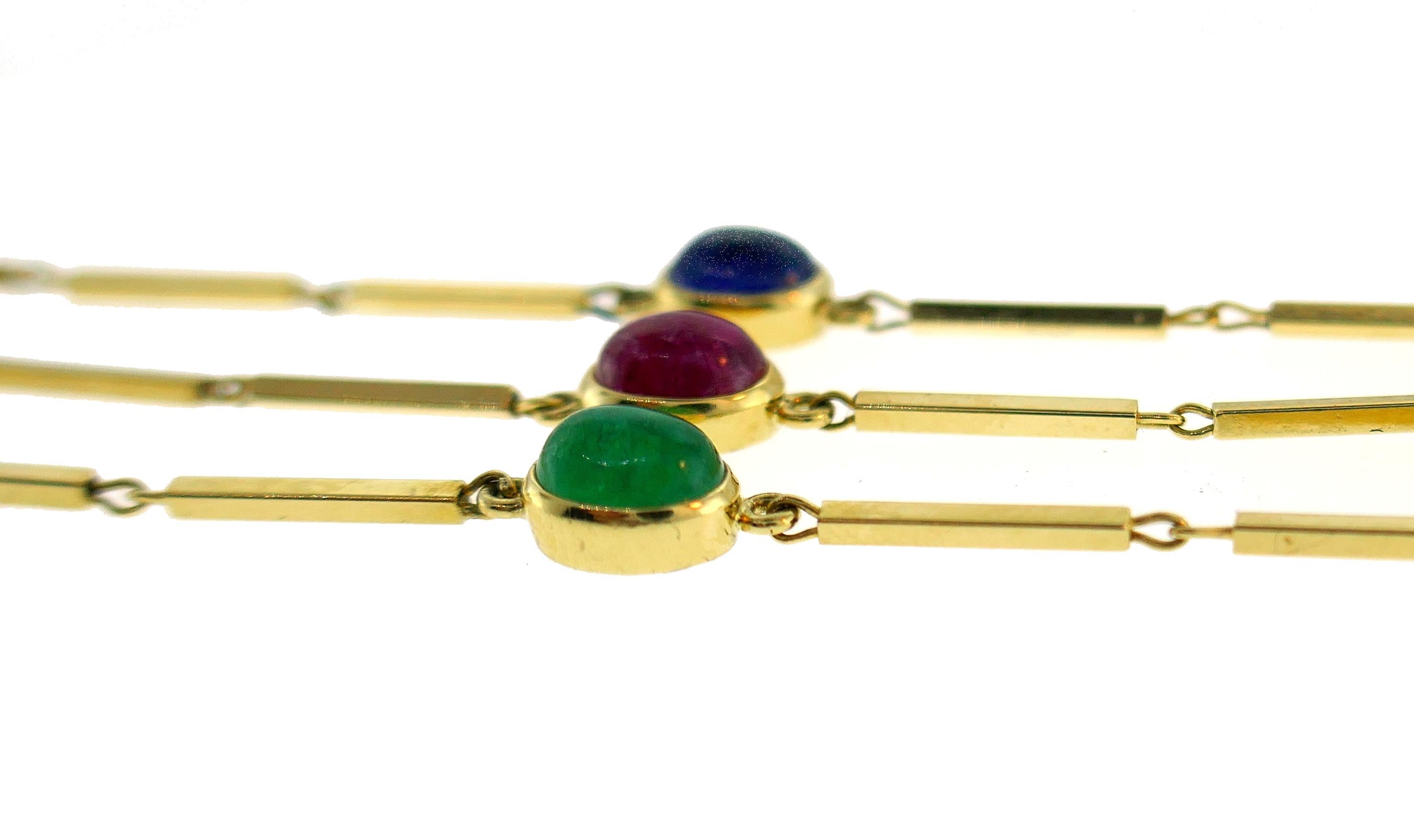 David Webb Station Necklace Cabochon 18k Gold Vintage Estate Jewelry 2