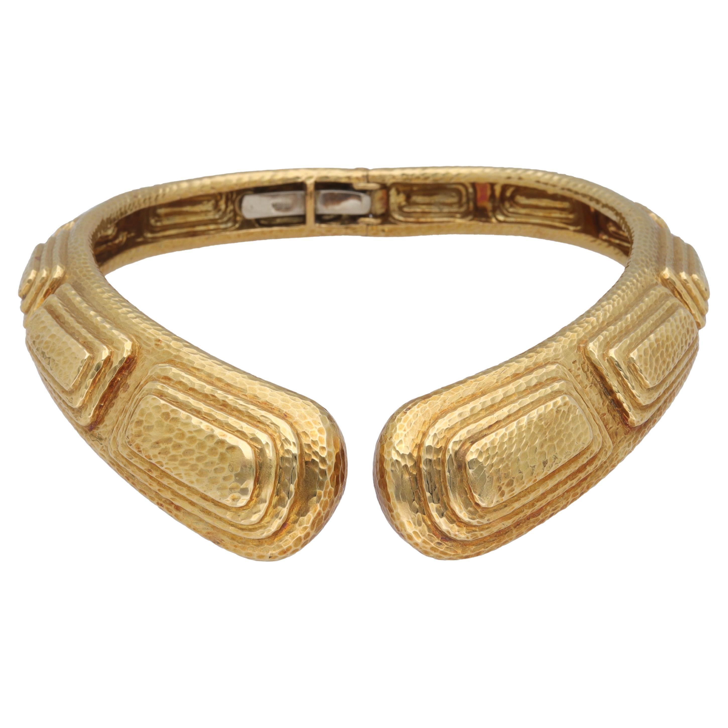 David Webb Step Pyramid Hammered 18 Kt. Yellow Gold Collar