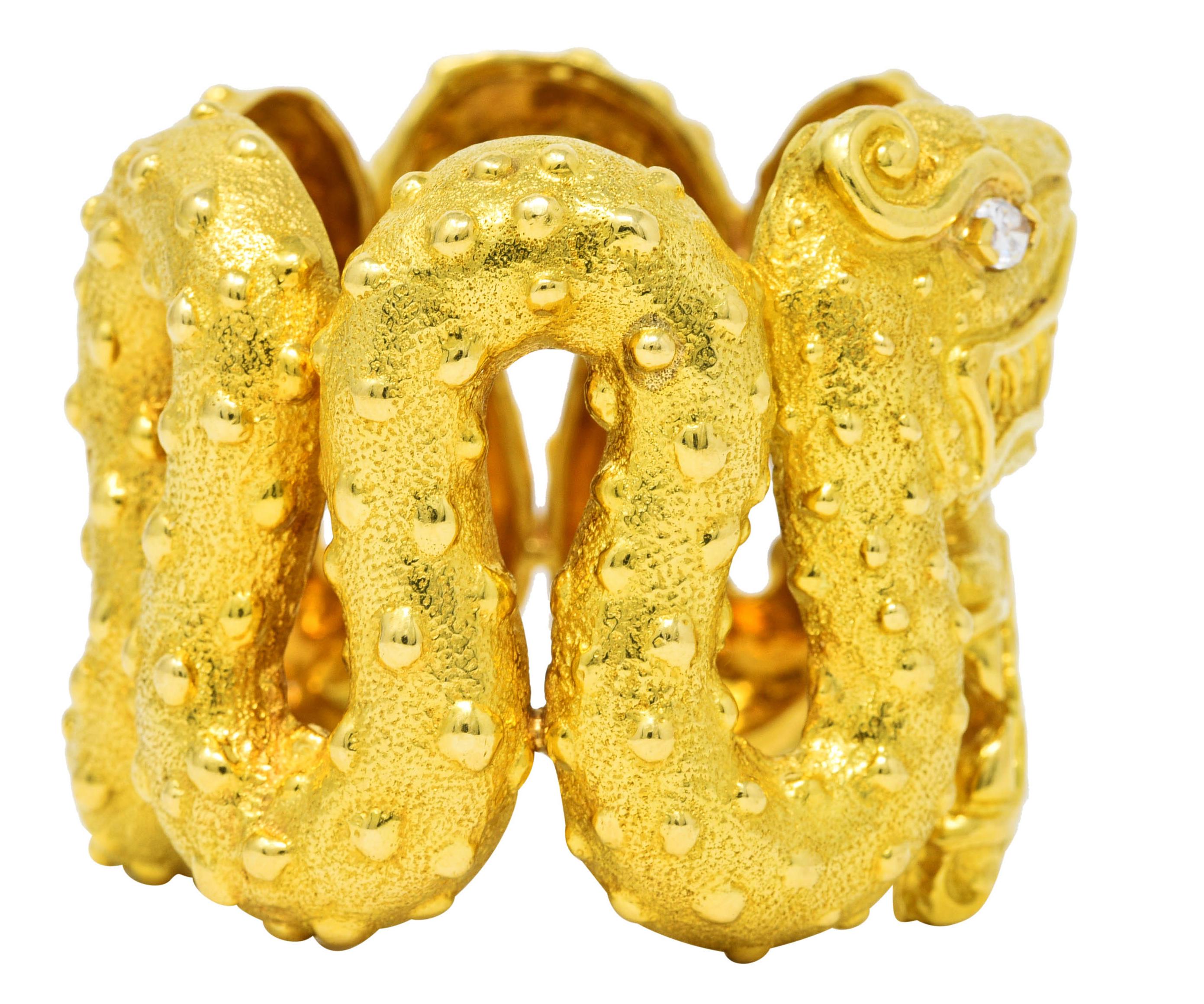 David Webb Substantial Marquise Diamond 18 Karat Yellow Gold Dragon Bracelet In Excellent Condition In Philadelphia, PA