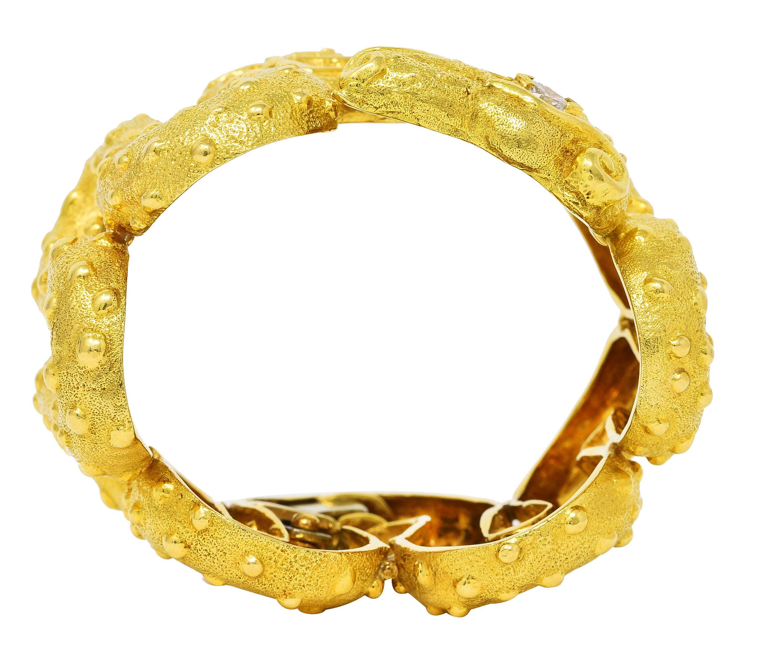 David Webb Substantial Marquise Diamond 18 Karat Yellow Gold Dragon Bracelet 1