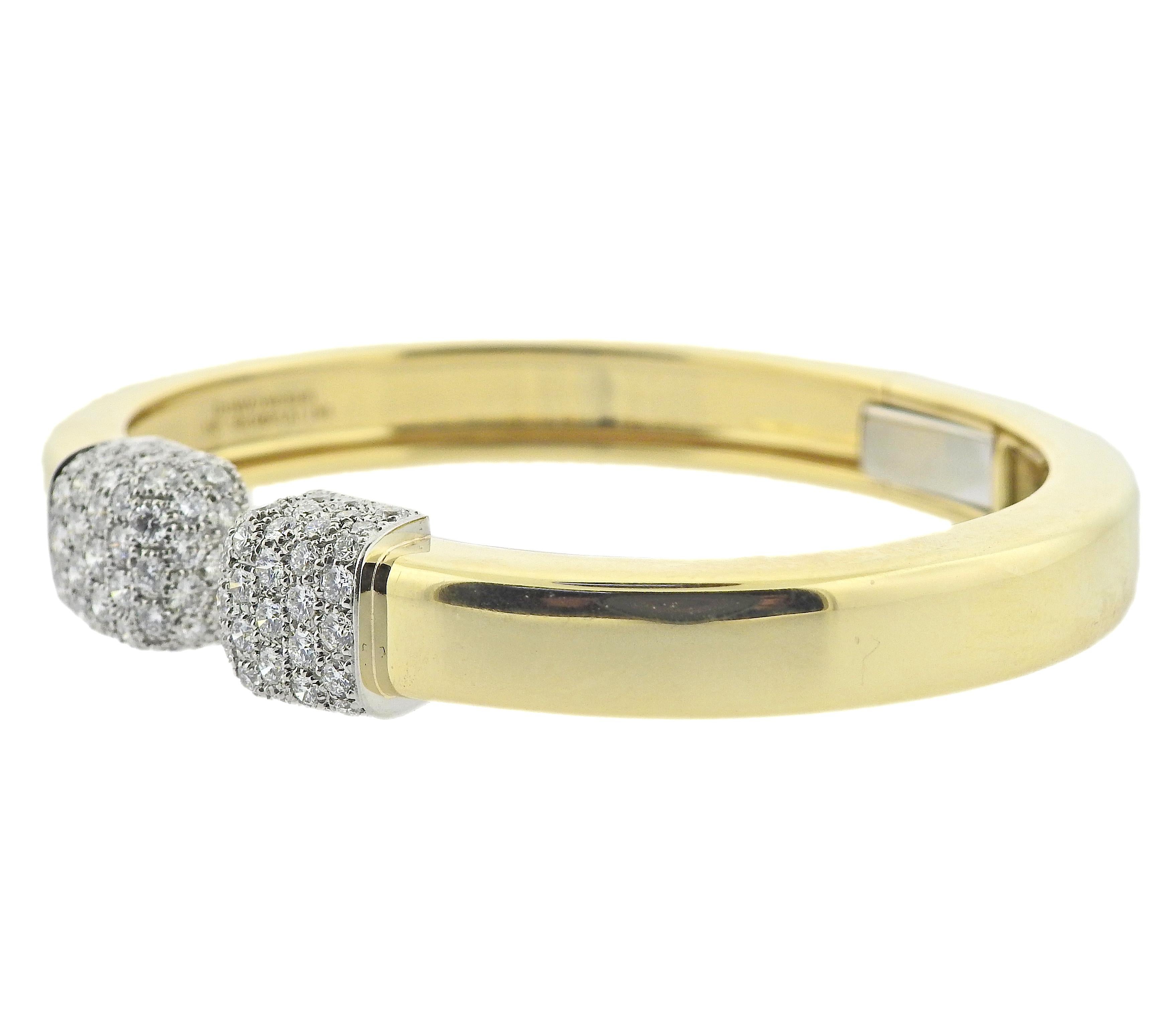 David Webb 18k gold and platinum Sugar Cube bracelet with approx. 1.60ctw VS-SI/H diamonds. Bracelet will fit approx. 6.5-7