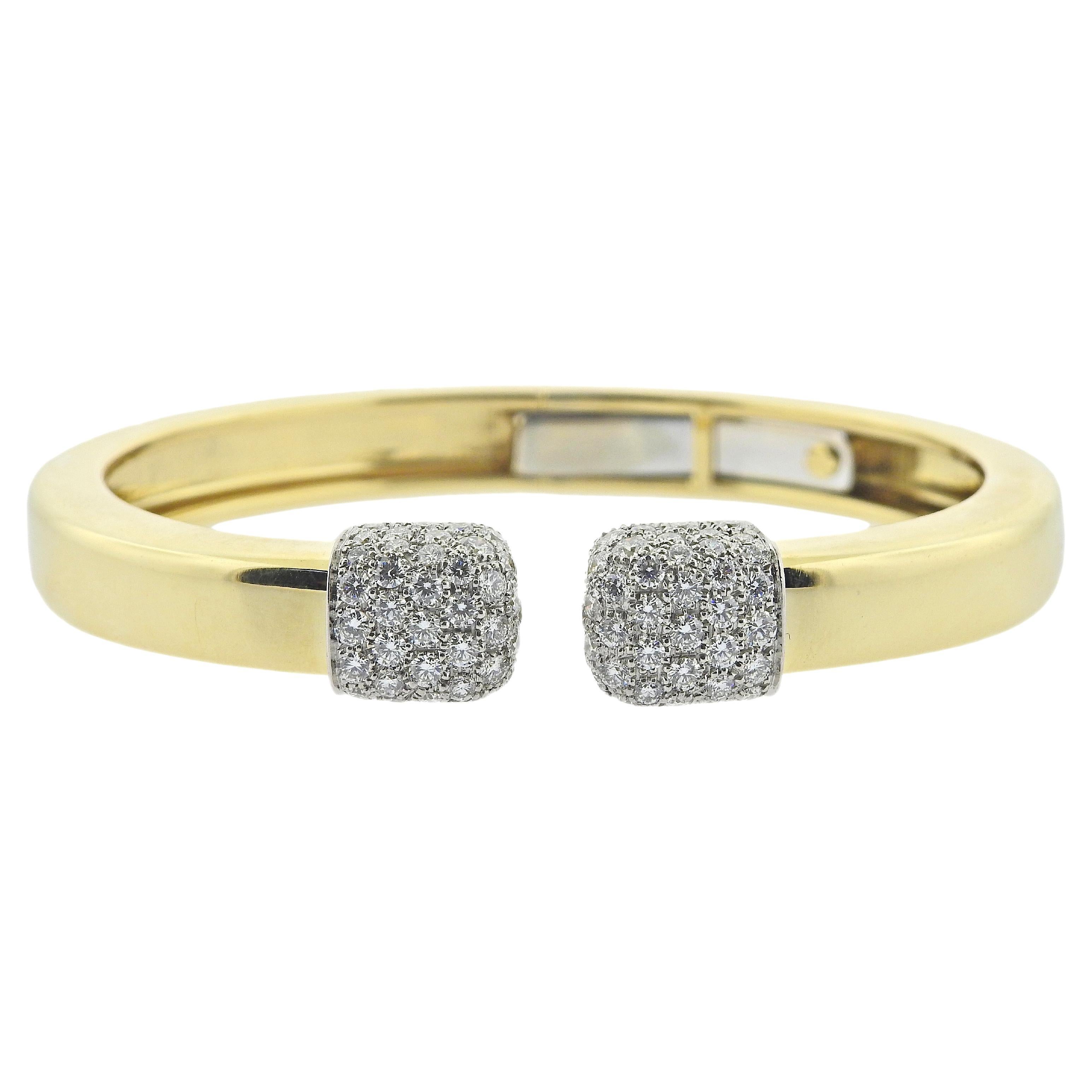 David Webb Sugar Cube Diamond Platinum Gold Cuff Bracelet For Sale