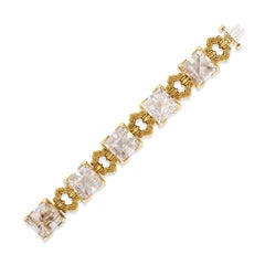 David Webb Sugarloaf Rock Crystal and 18k Gold Bracelet
