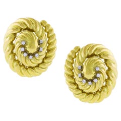 Retro David Webb Swirl Hammered Finished Earrings