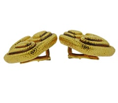 David Webb Textured Gold Earrings