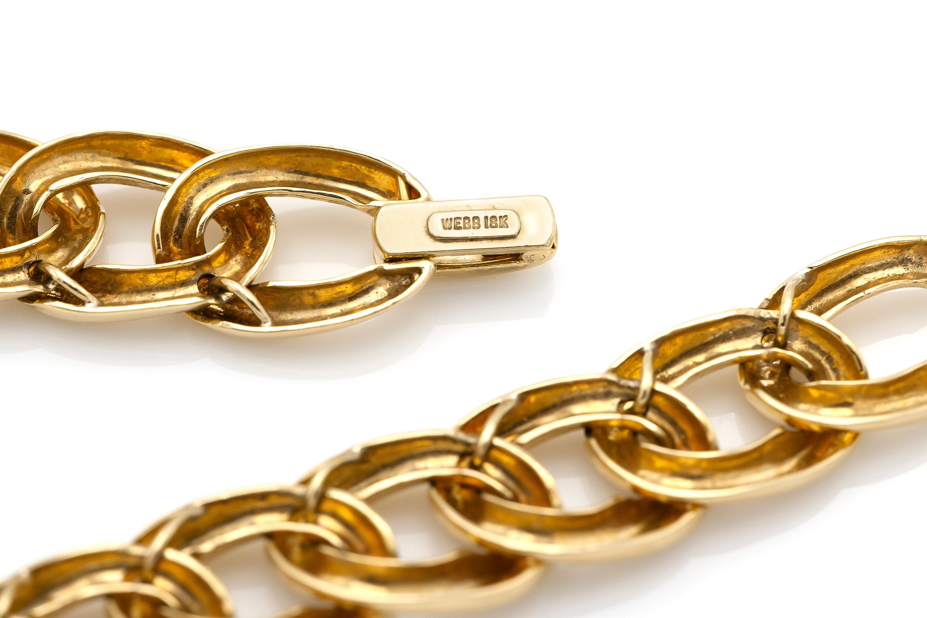 David Webb Three Crystal Gold Link Necklace For Sale 1