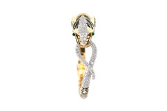 David Webb Gold and Black Enamel Tiger Bracelet with Diamonds and Emeralds