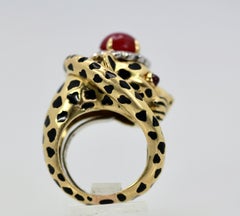 David Webb Tiger Ring Diamond Ruby head
