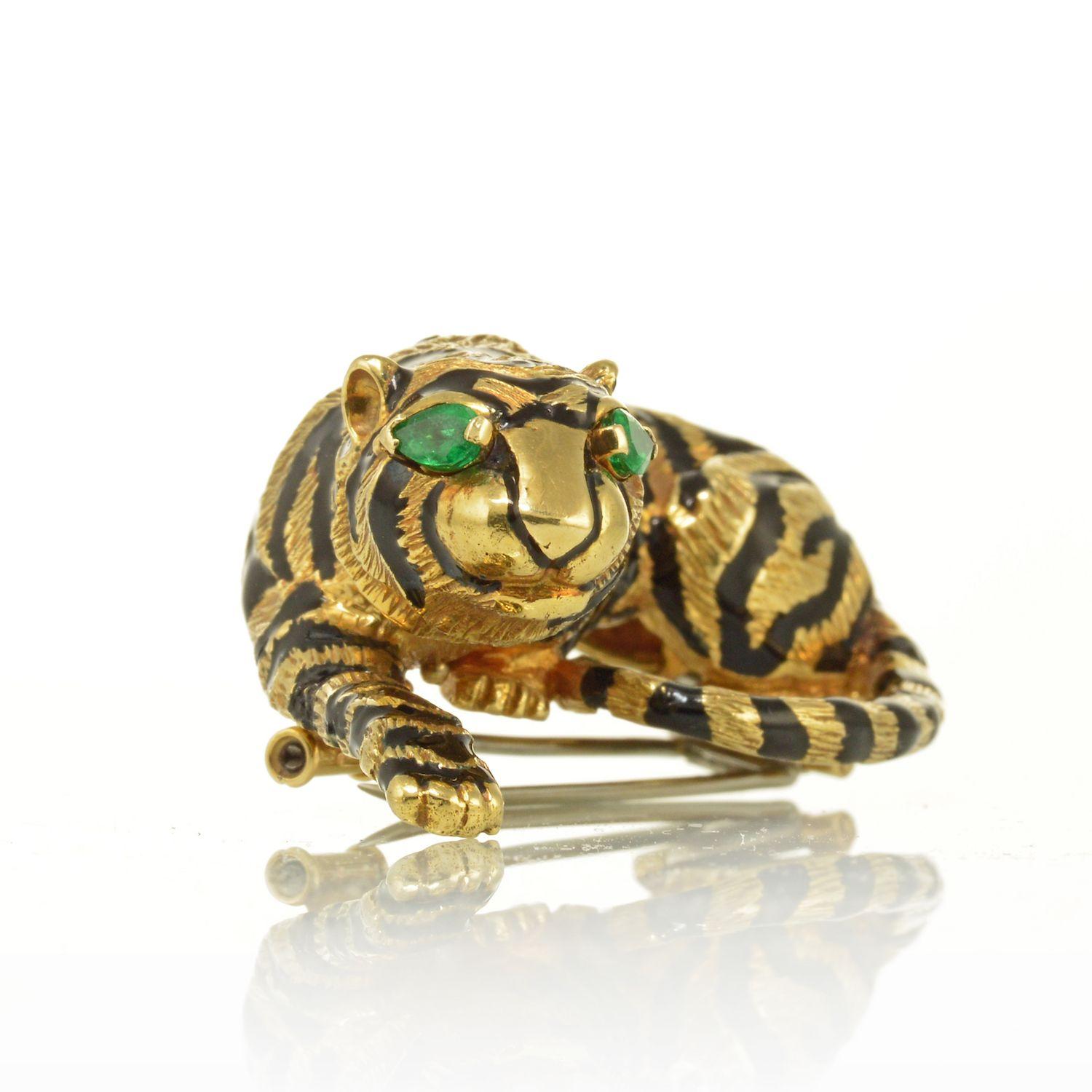 vintage tiger brooch
