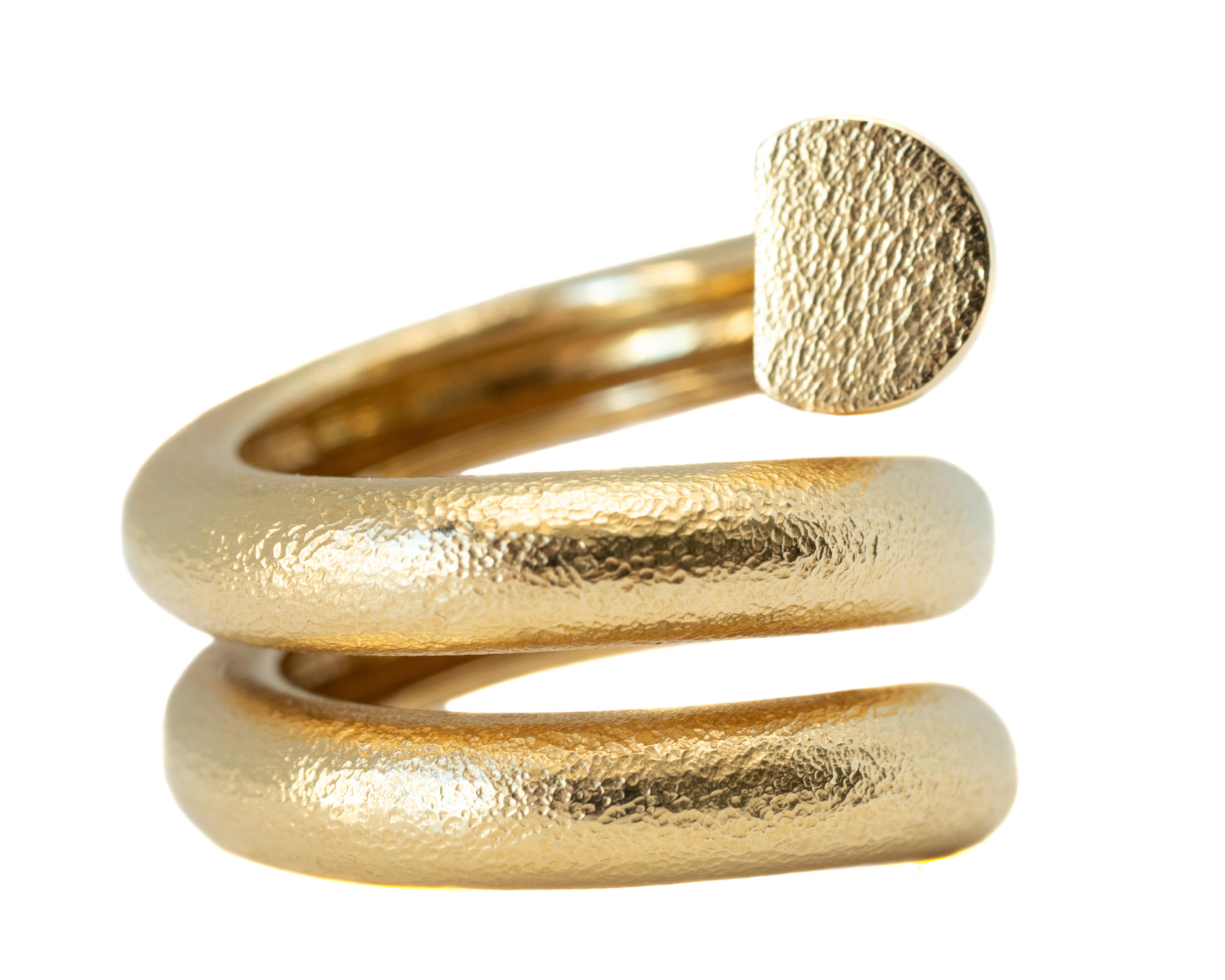 Contemporary David Webb Tool Chest 18 Karat Gold Hammered Nail Ring