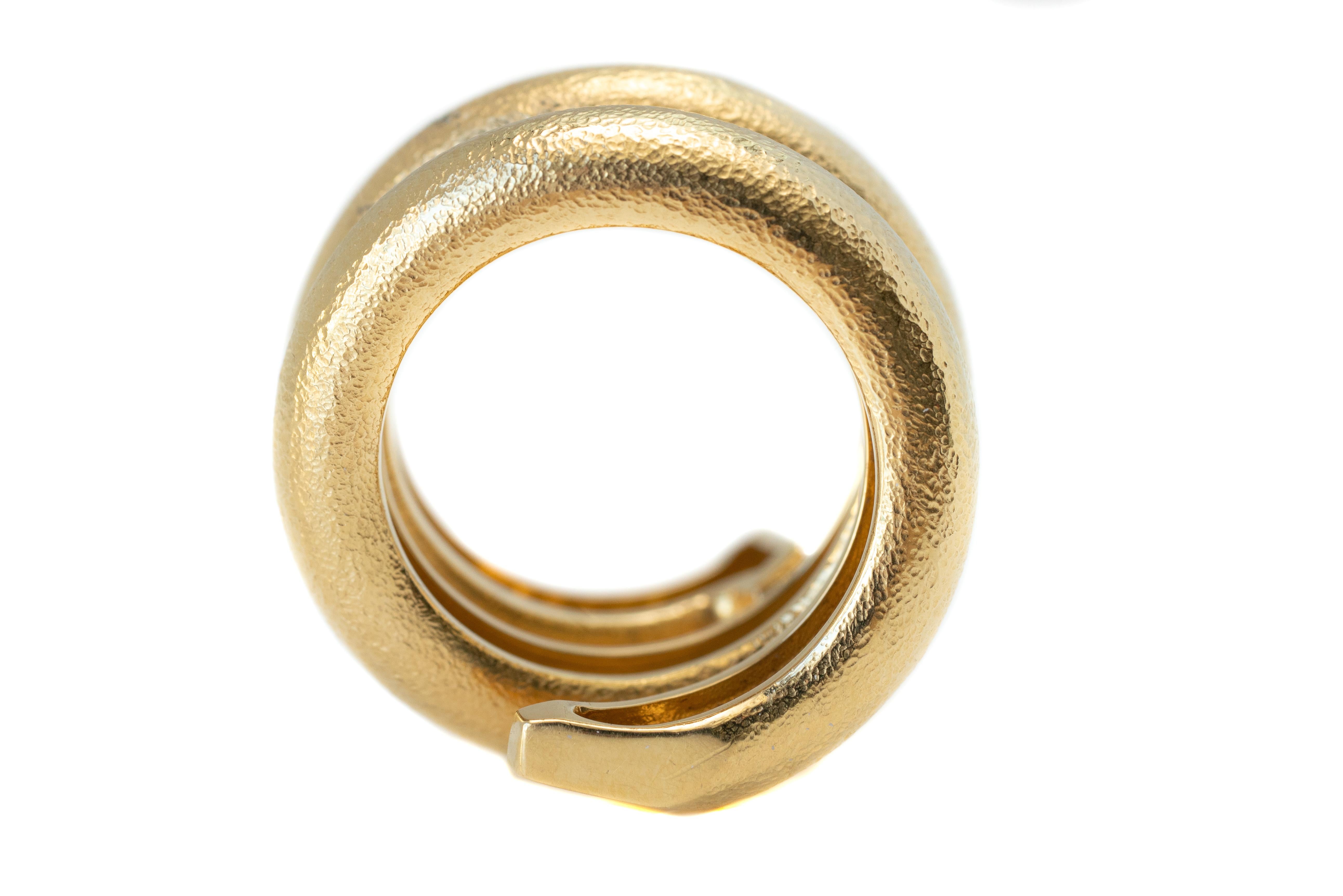Women's David Webb Tool Chest 18 Karat Gold Hammered Nail Ring