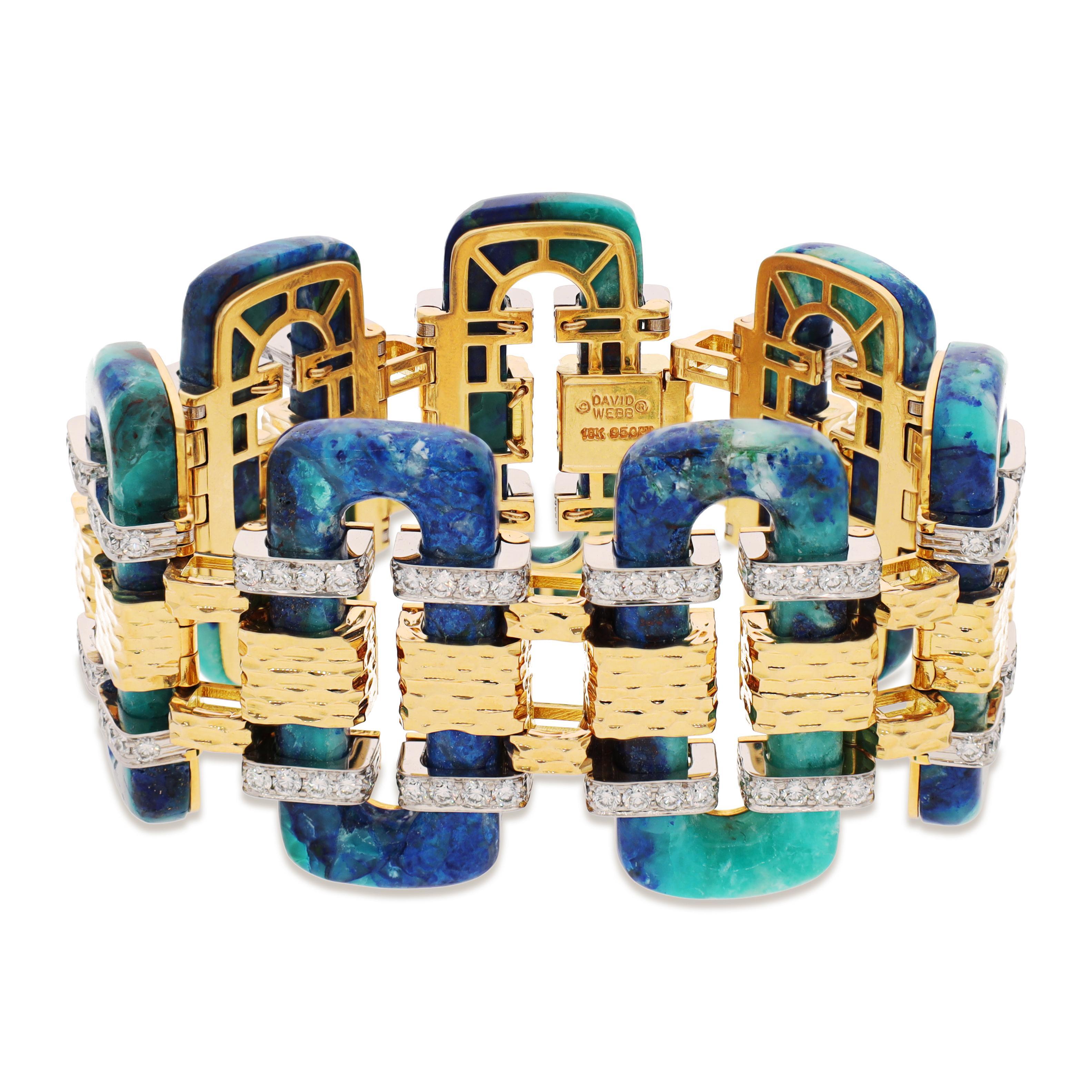 Taille ronde David WEBB Bracelet 'Tread', azurmalachite en vente