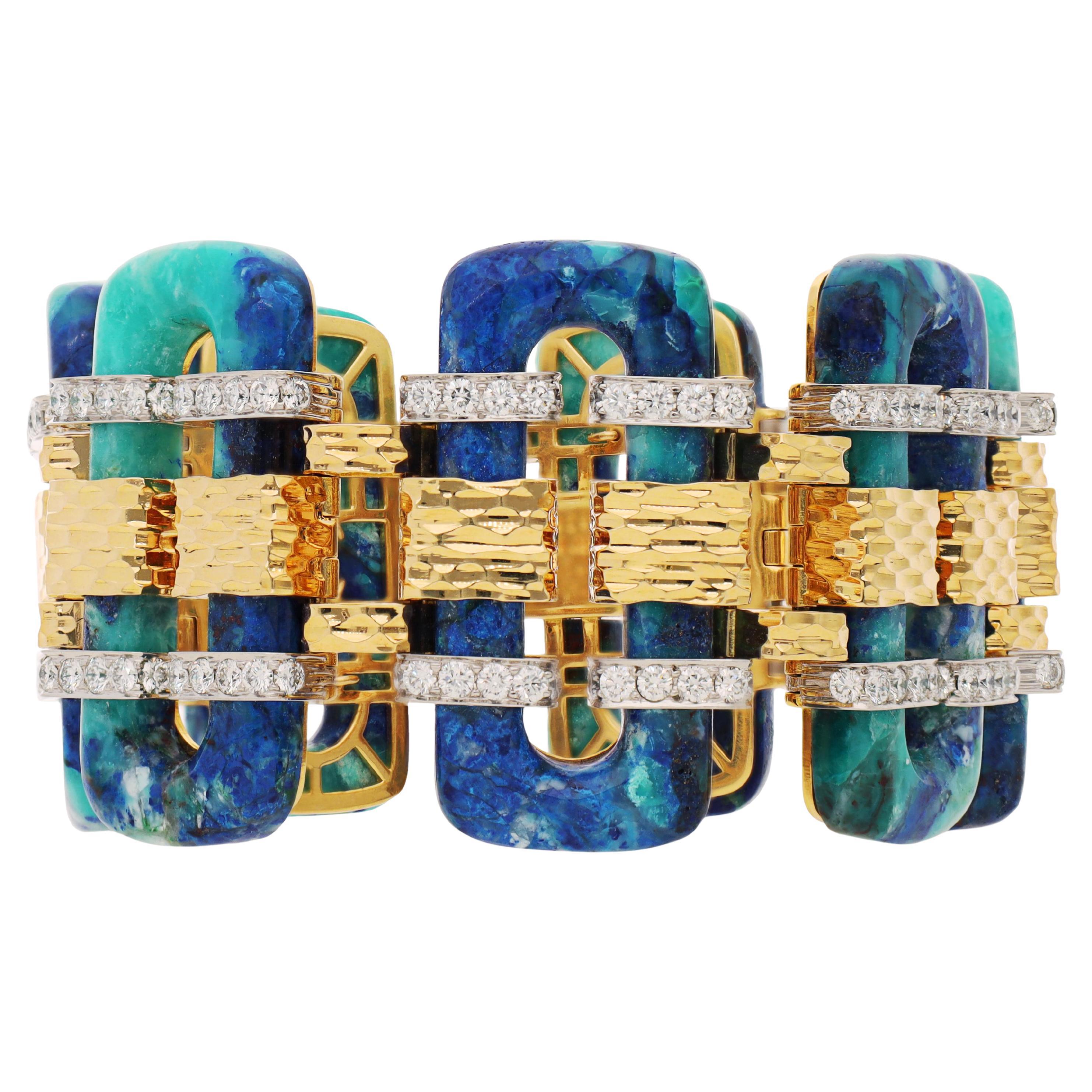 David WEBB Bracelet 'Tread', azurmalachite en vente
