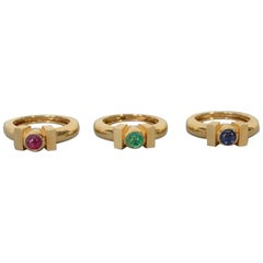 Trío de anillos de piedras preciosas David Webb