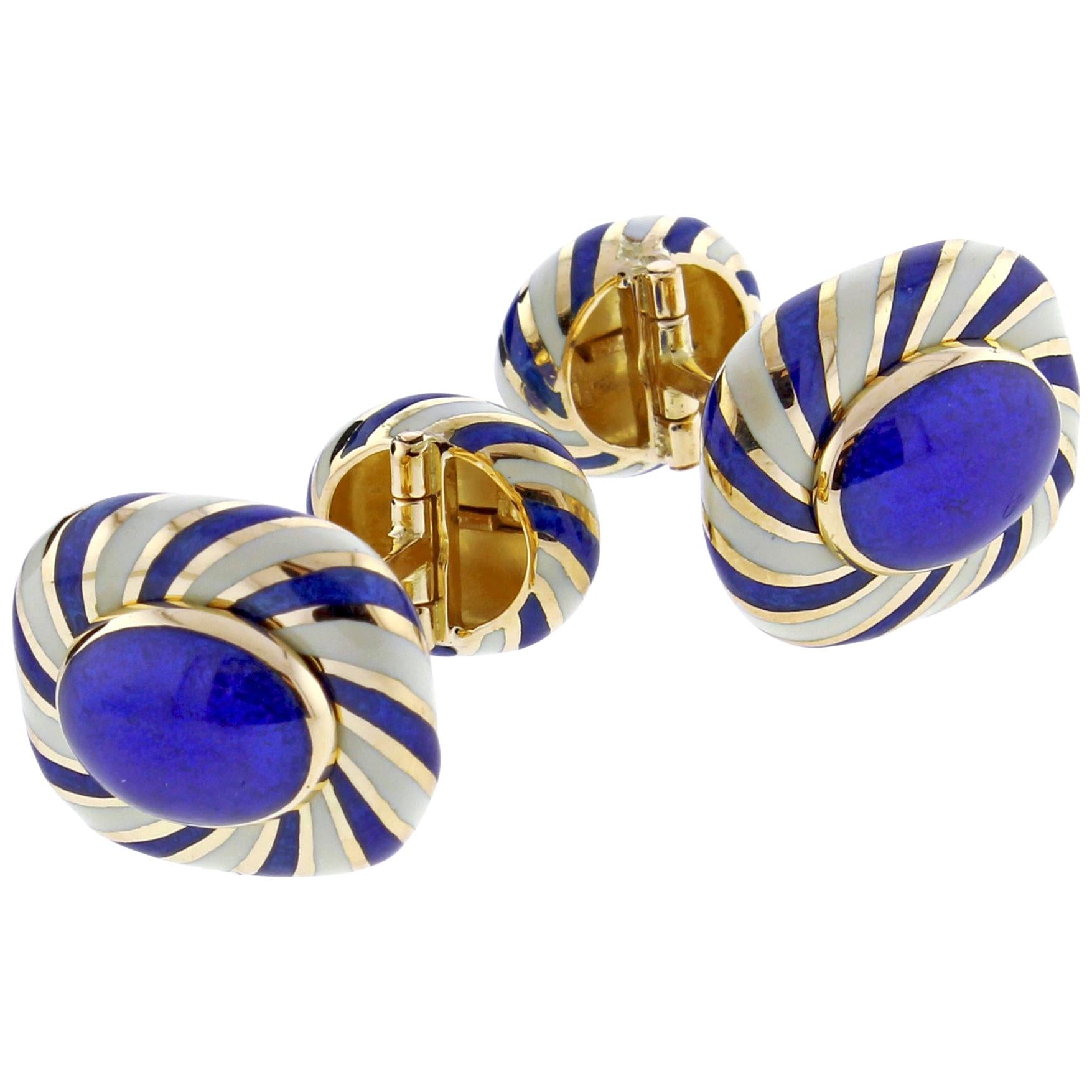 David Webb Turban Enamel Cufflinks