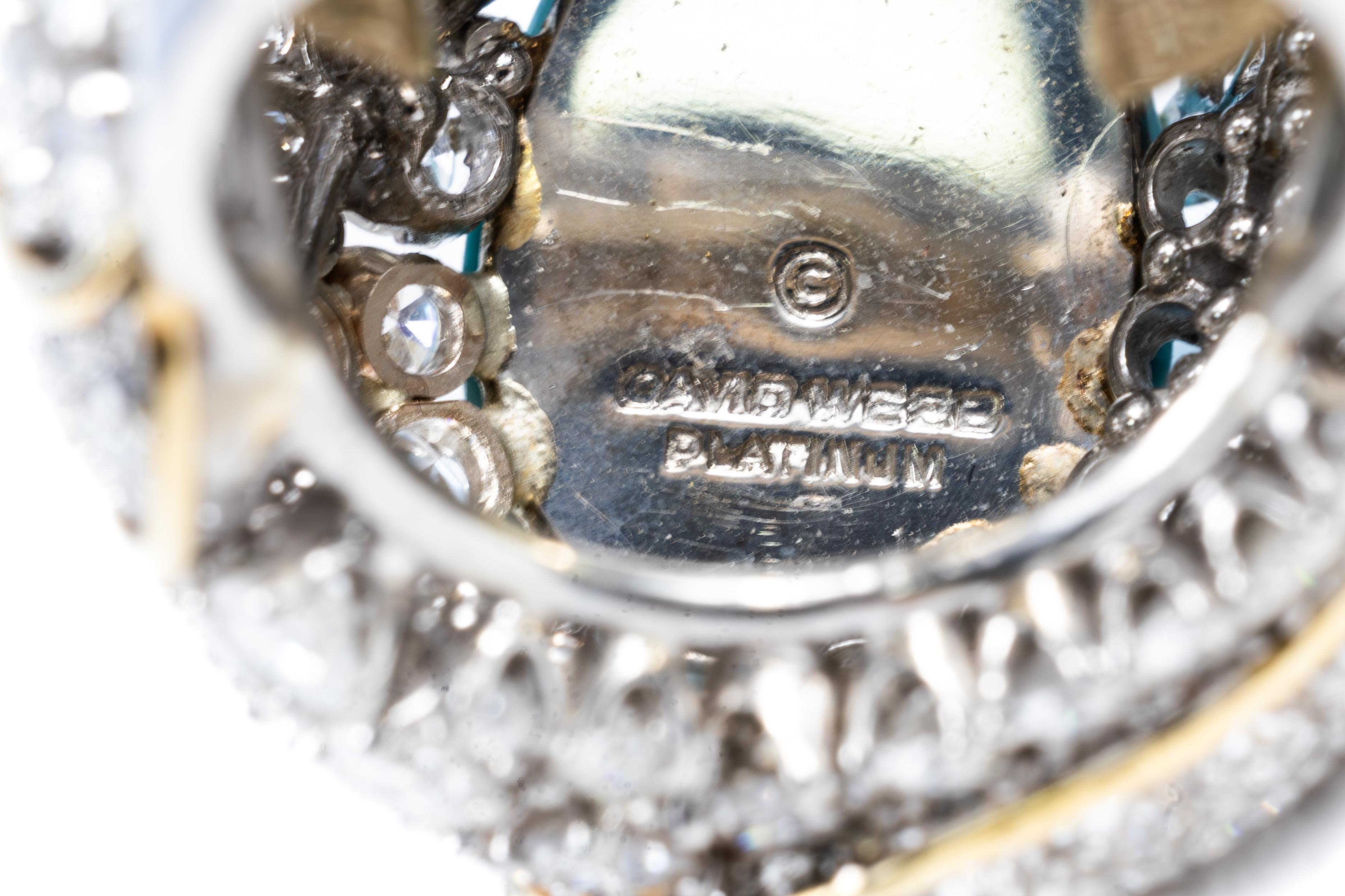 Round Cut David Webb Turquoise and Diamond Bombe Ring