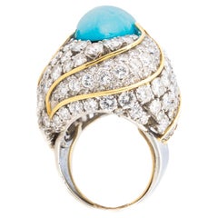 David Webb Turquoise and Diamond Bombe Ring