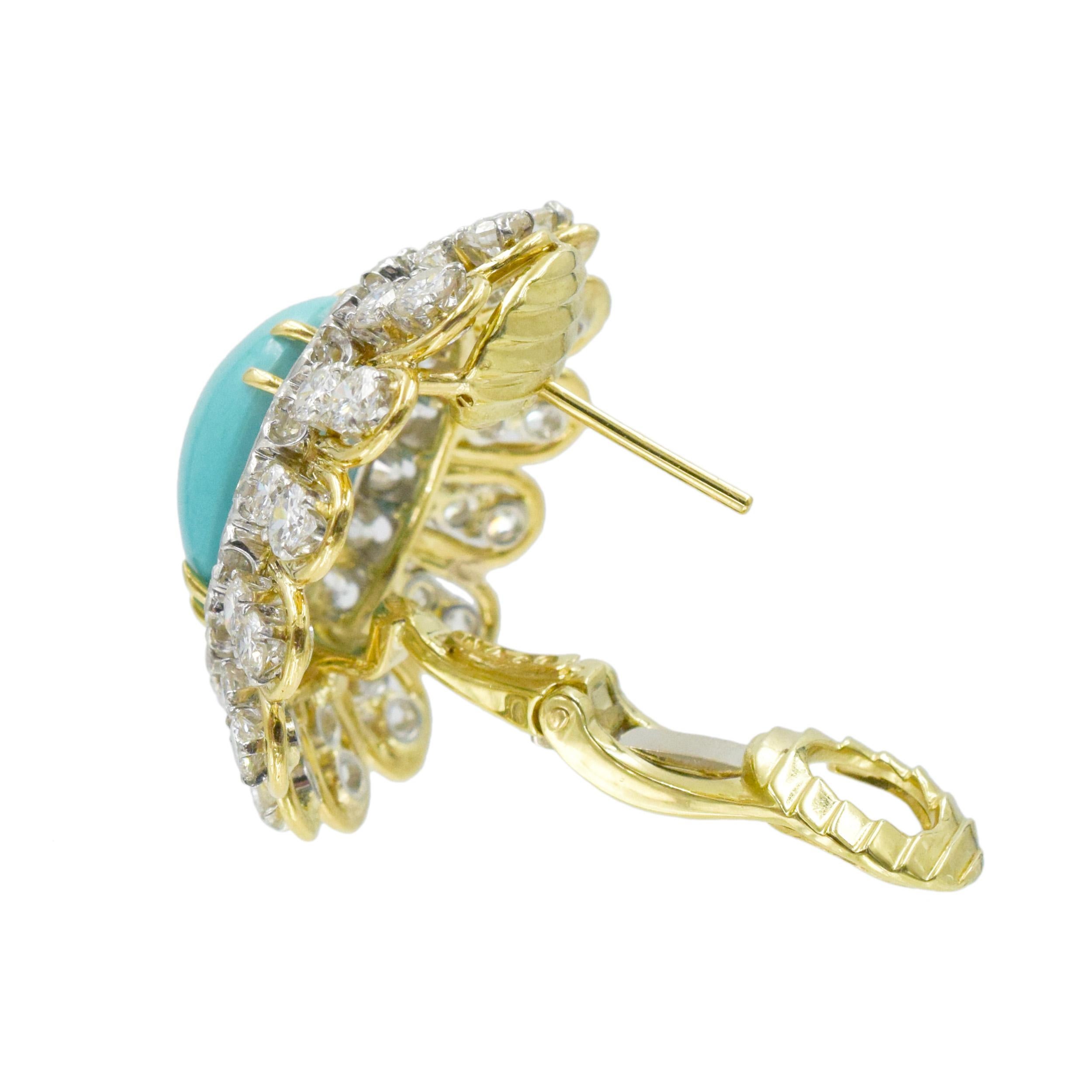 David Webb Turquoise and Diamond Earrings 2