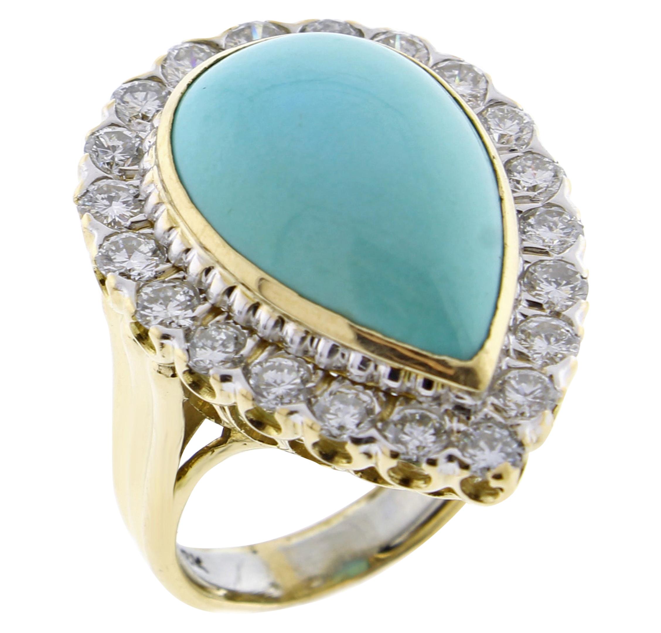 David Webb Turquoise and Diamond Ring