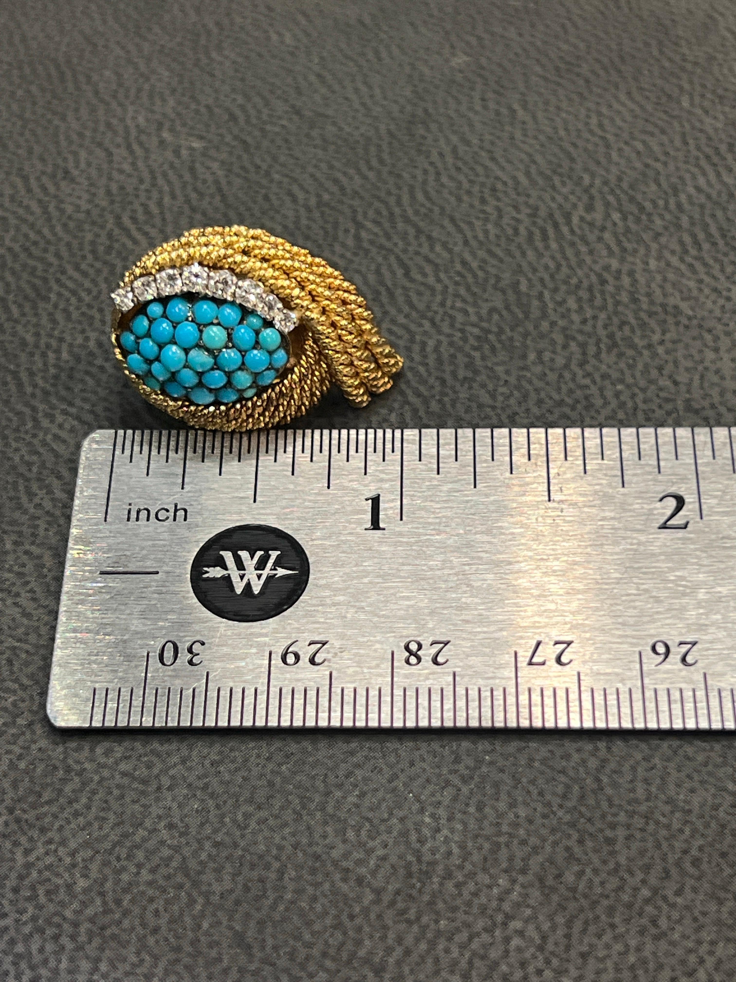 Orecchini con turchese e diamanti di David Webb in vendita 5