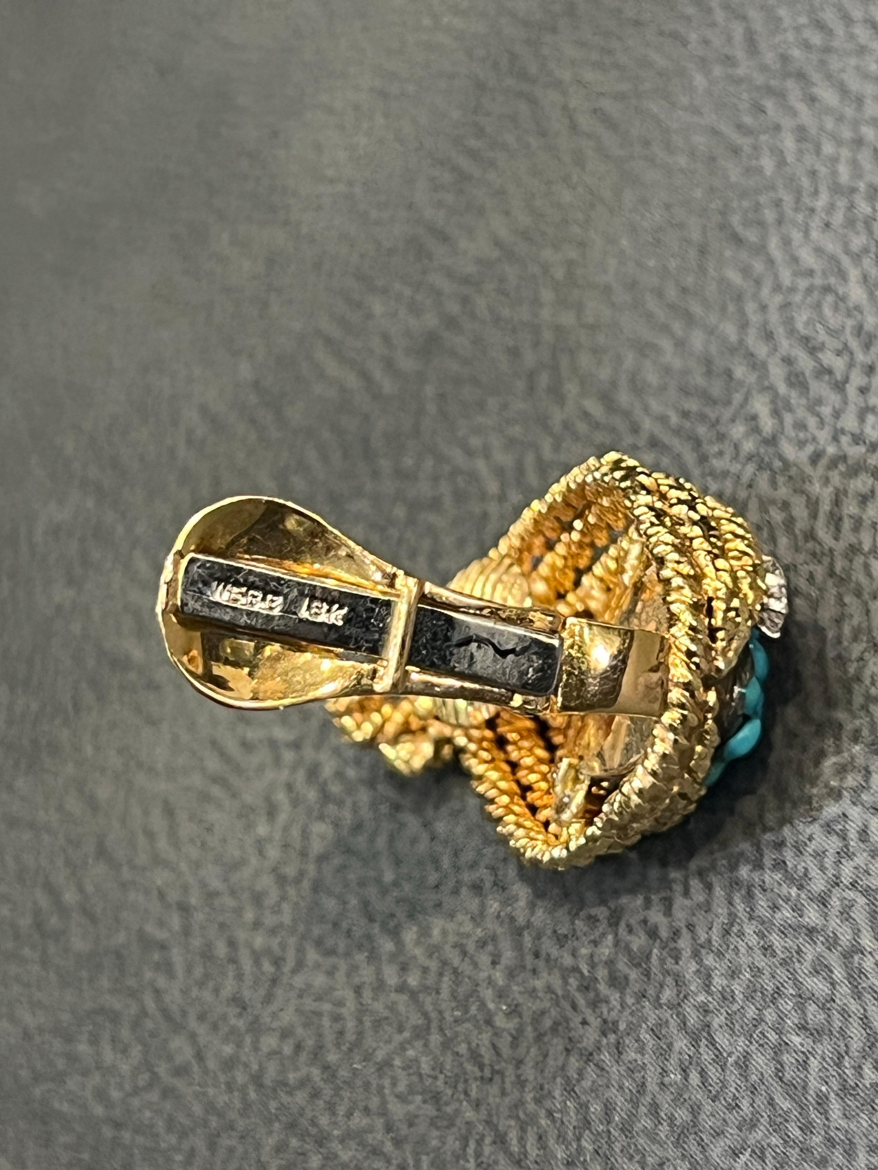 Orecchini con turchese e diamanti di David Webb In condizioni ottime in vendita a New York, NY