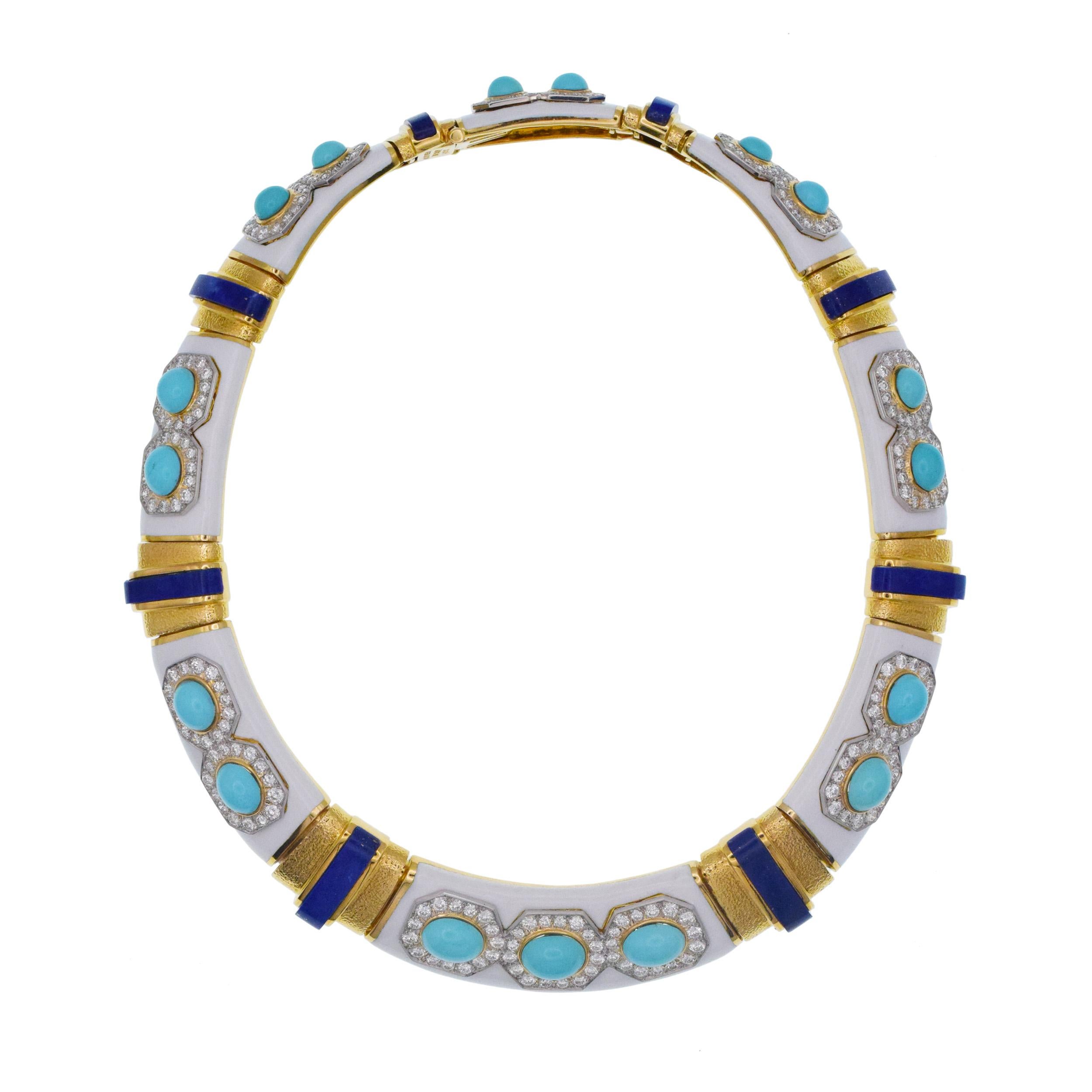 David Webb Türkis Lapislazuli Diamant-Halskette im Angebot 2