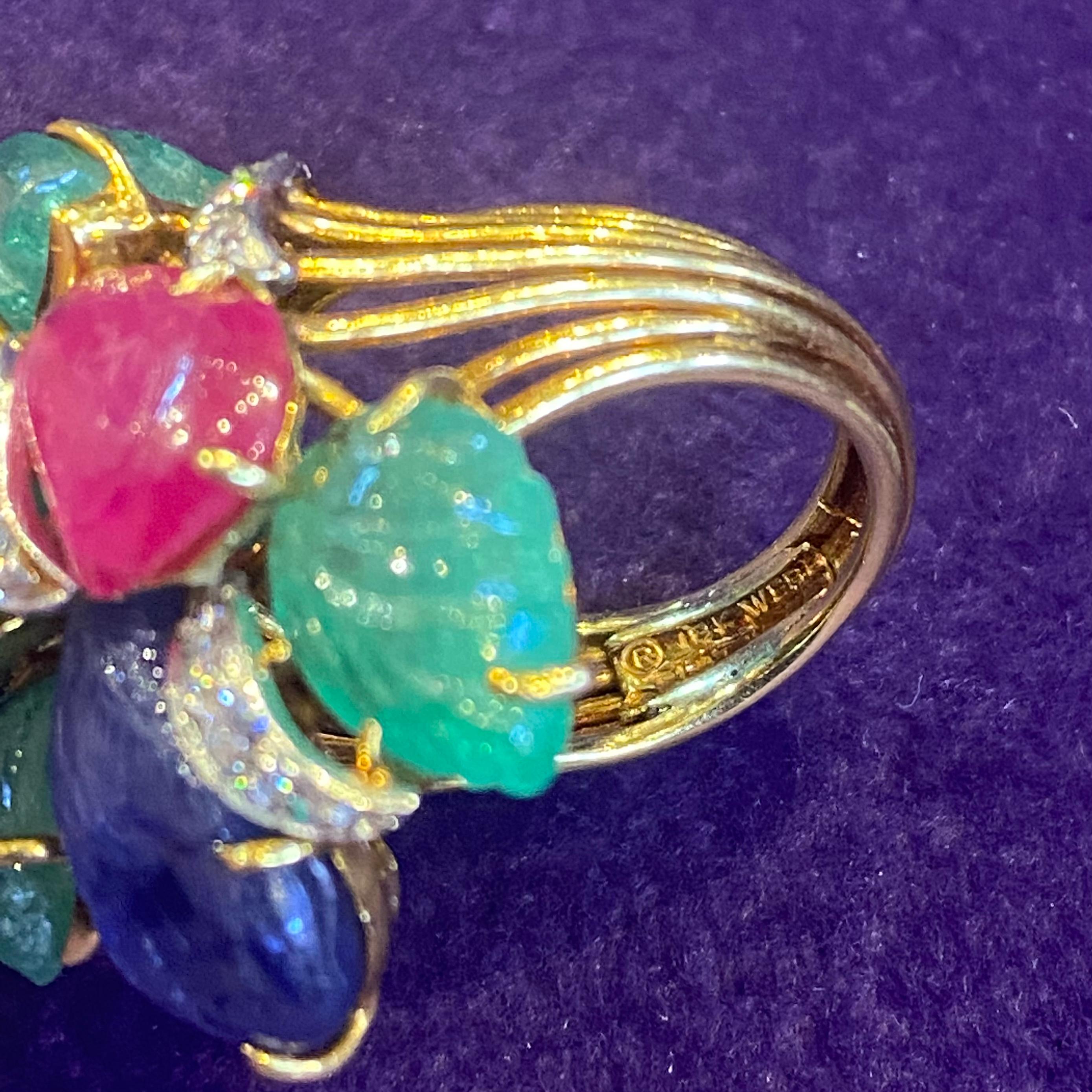 David Webb Tutti Frutti Ring For Sale 2